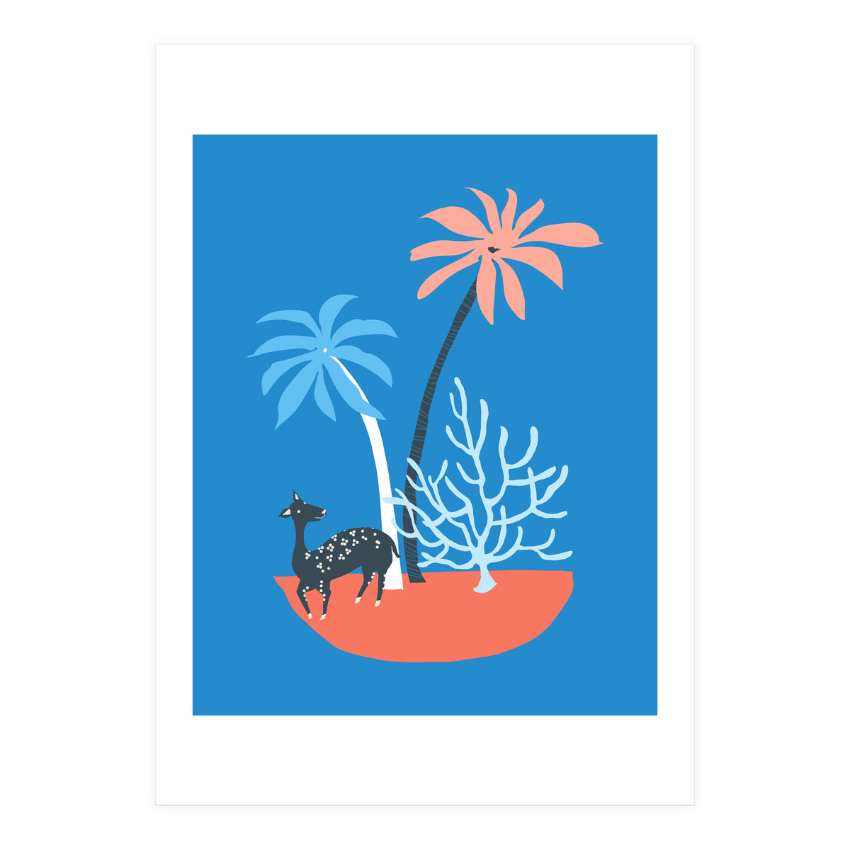 Island And Deer (Print Only)