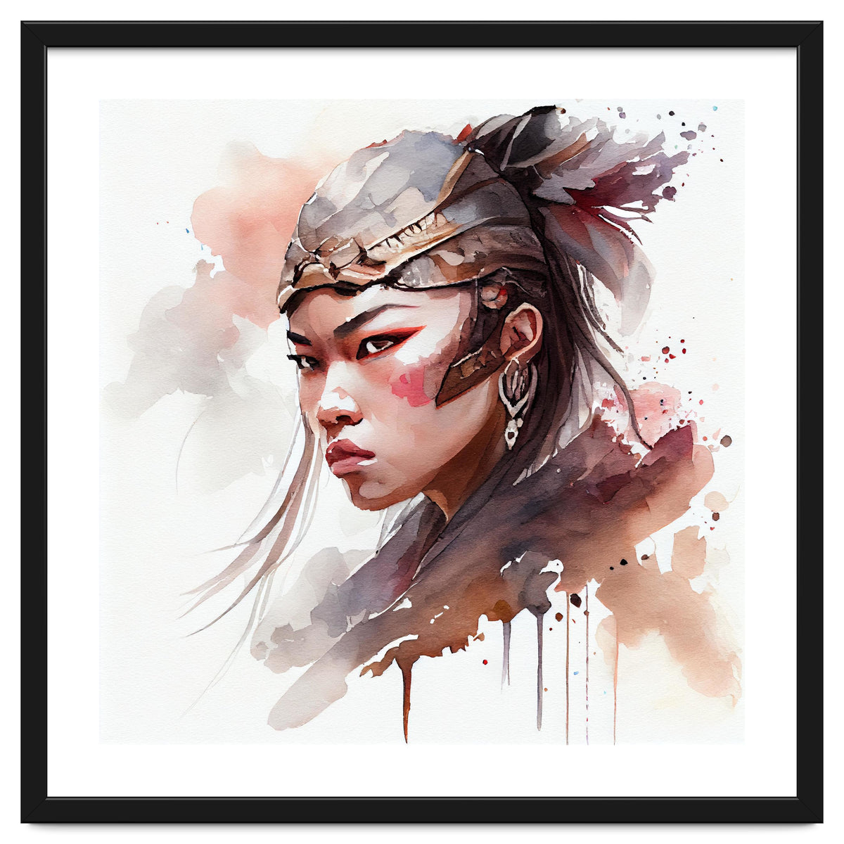 Watercolor Asian Warrior Woman #1