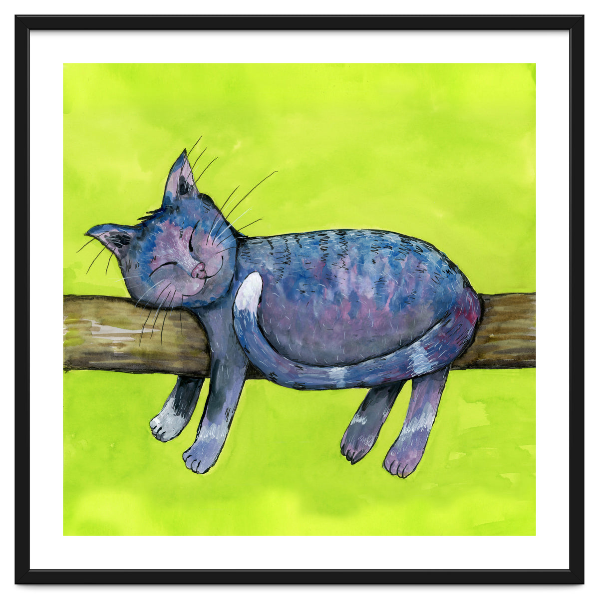 Sleeping cat in purpe