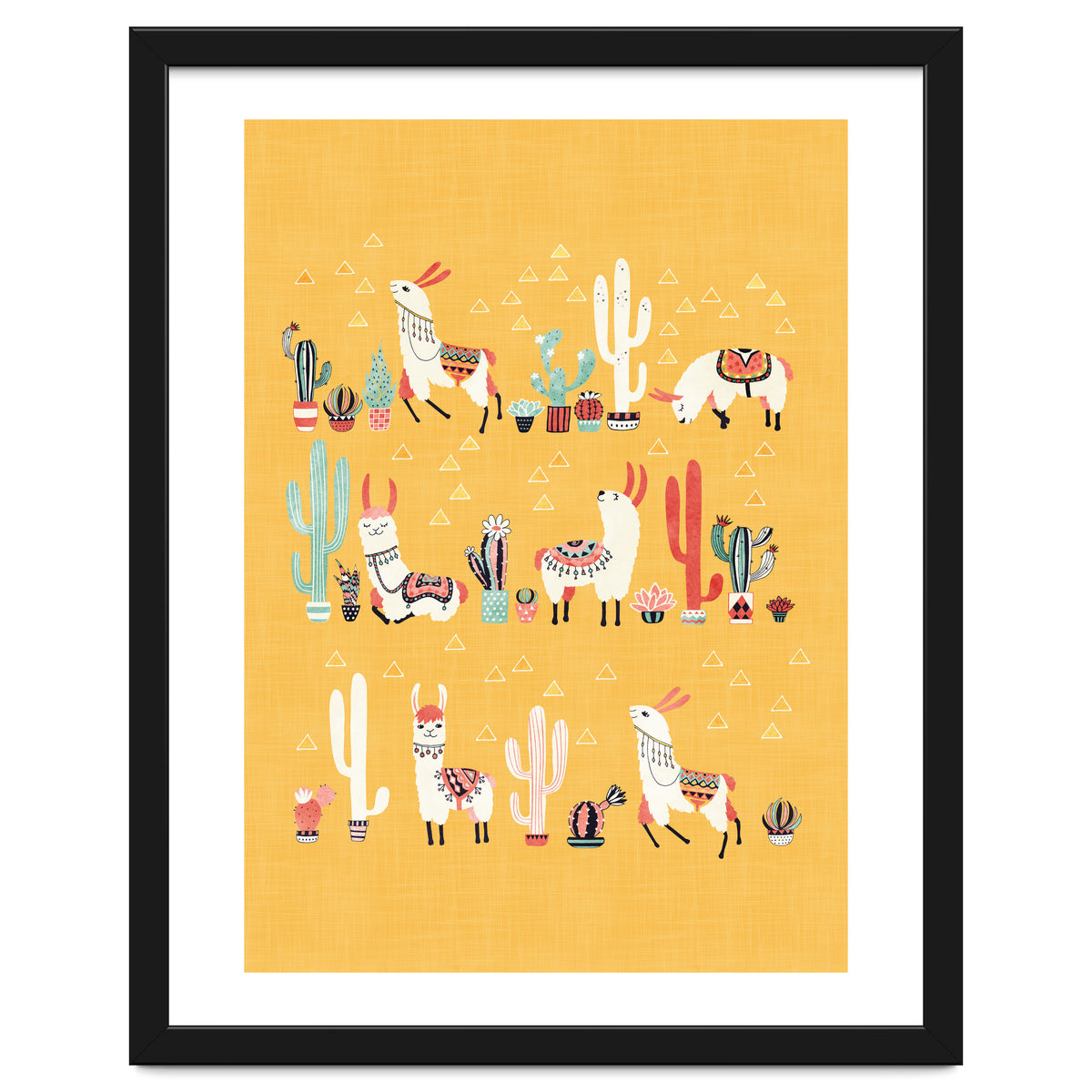 Happy Llama With Cactus In A Pot