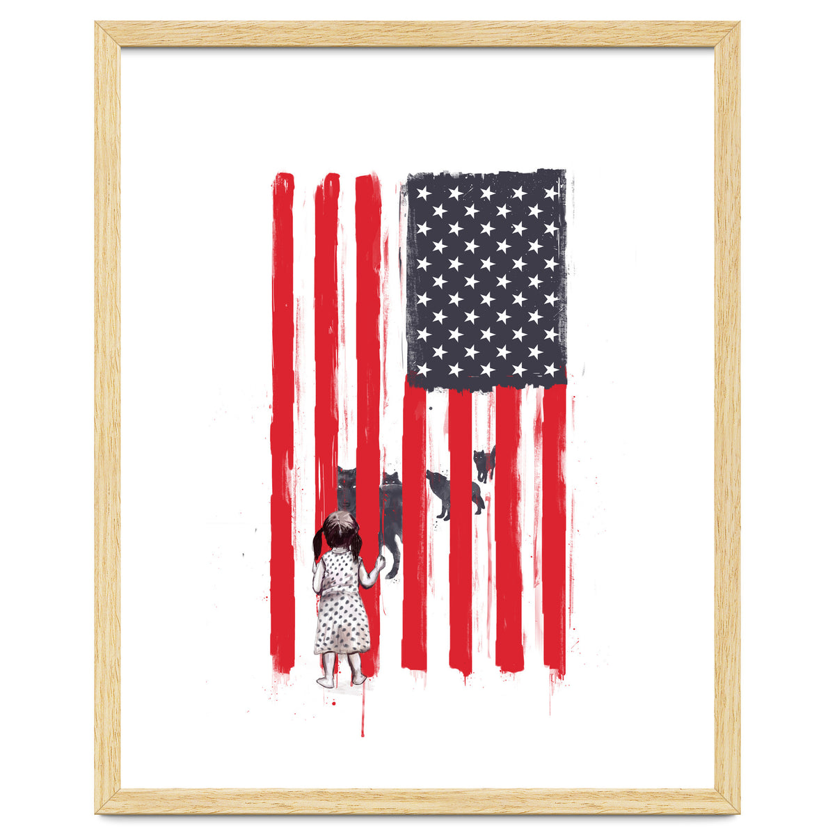 Little Girl And Wolves