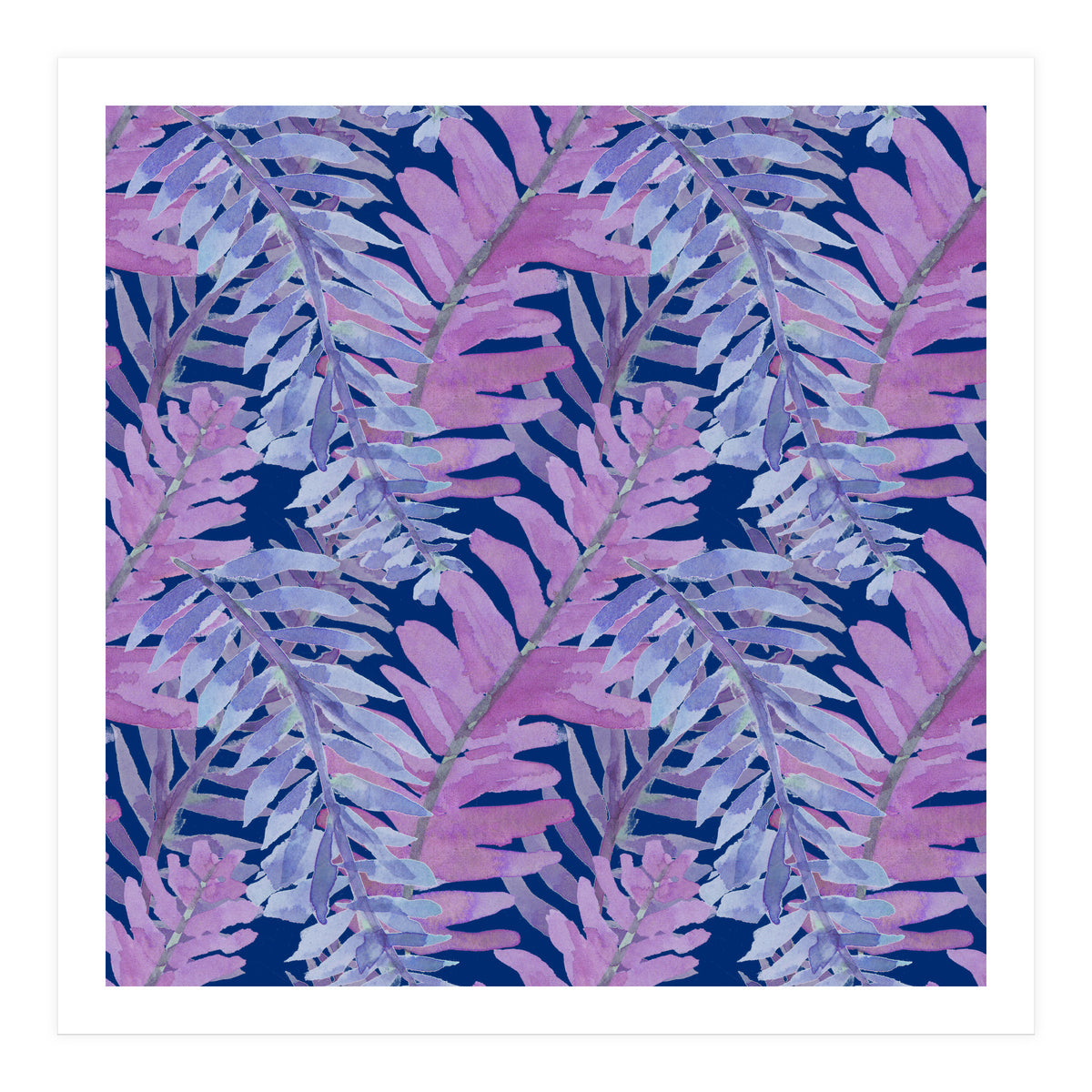 Woodland Ferns in Blue (Print Only)