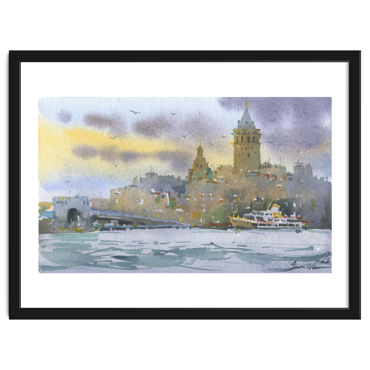 Galata Tower. Istanbul. Watercolor