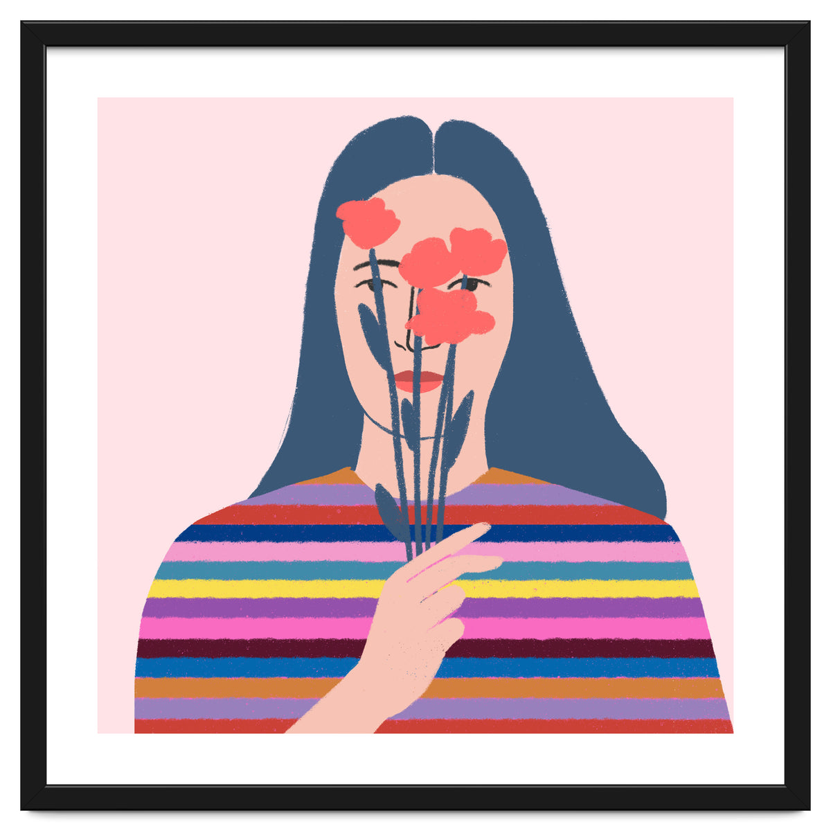 Girl With Flowers Square