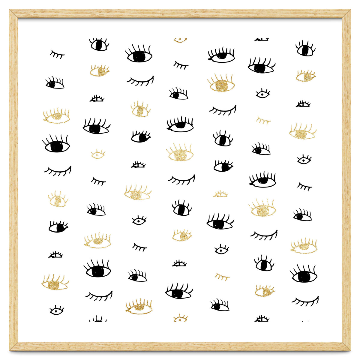 Gold and black eyes and lashes pattern