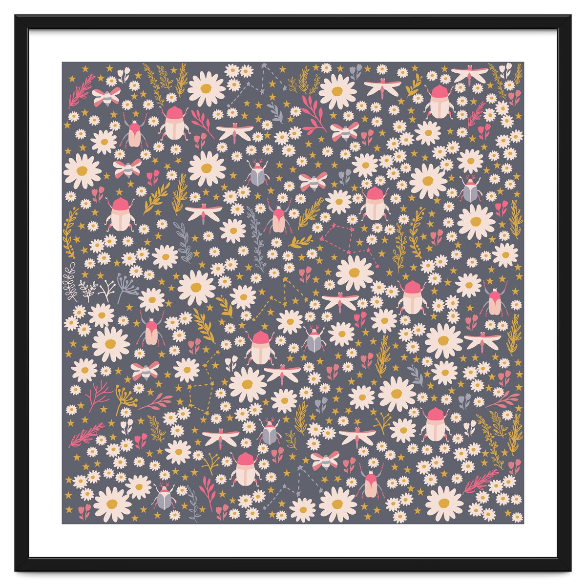 Cute bugs on a meadow