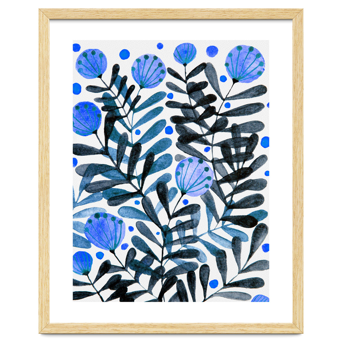 Flowers And Foliage Blue