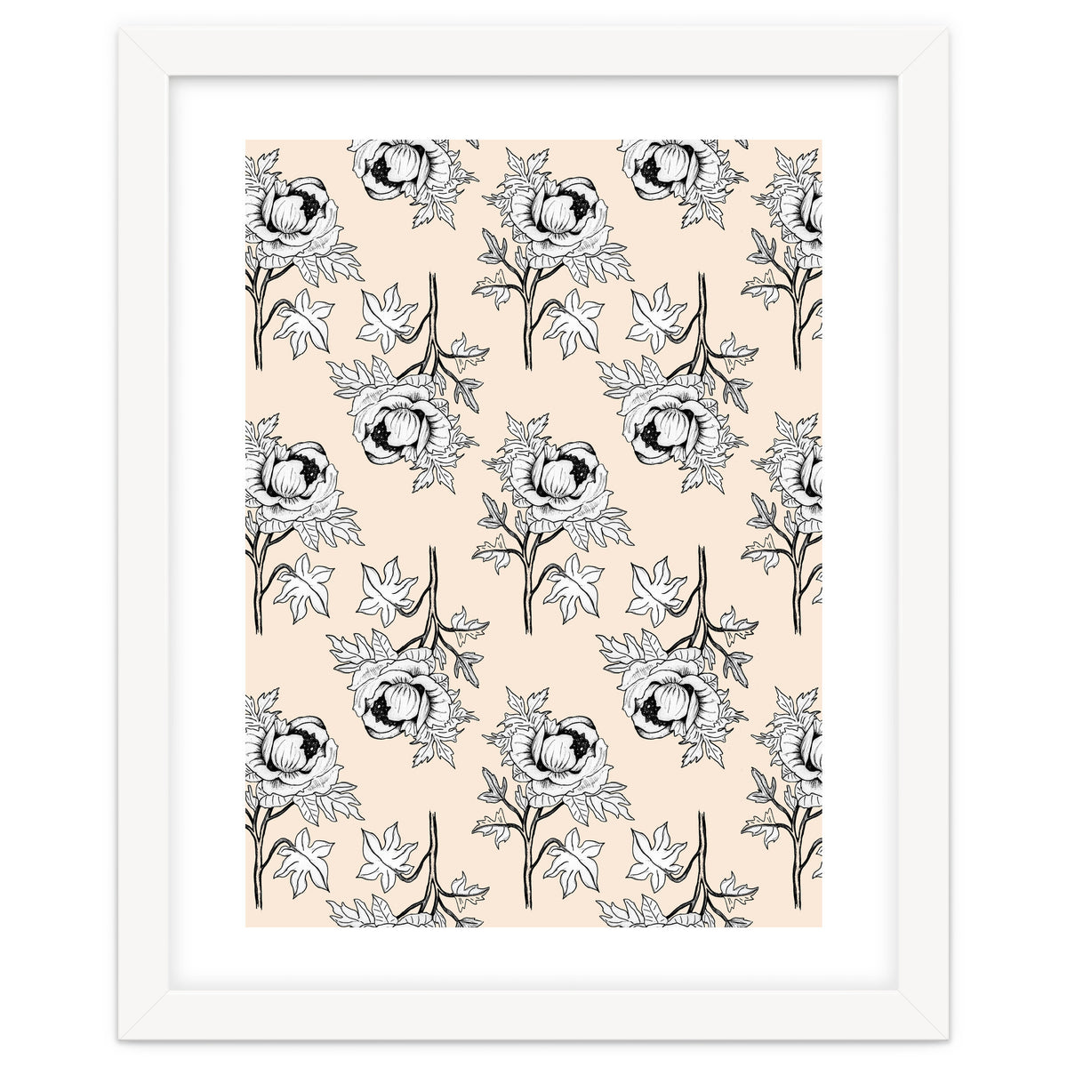 Drawing pattern of roses to pencil on beige