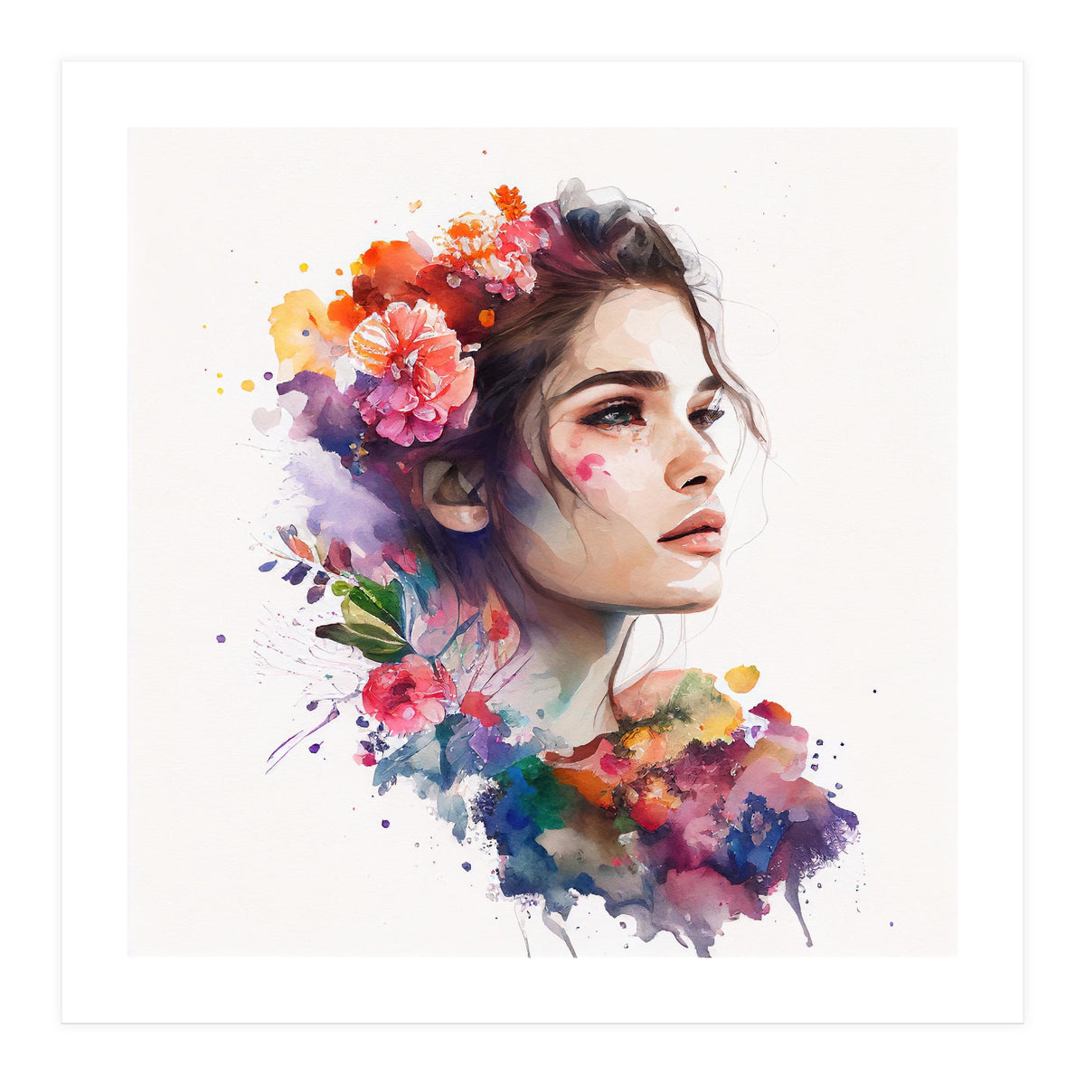 Watercolor Tropical Woman #19 (Print Only)