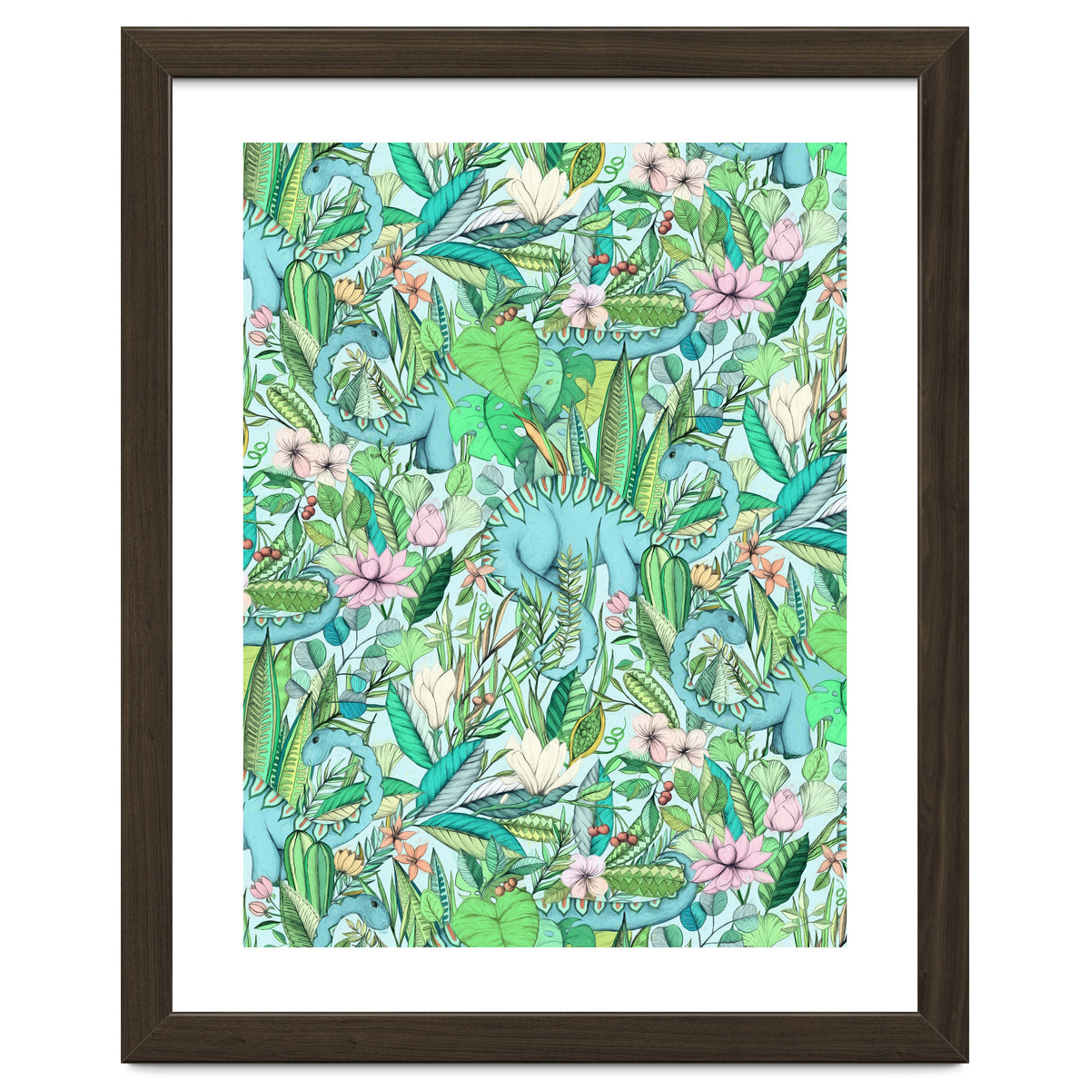 Improbable Botanical with Dinosaurs - soft pastels