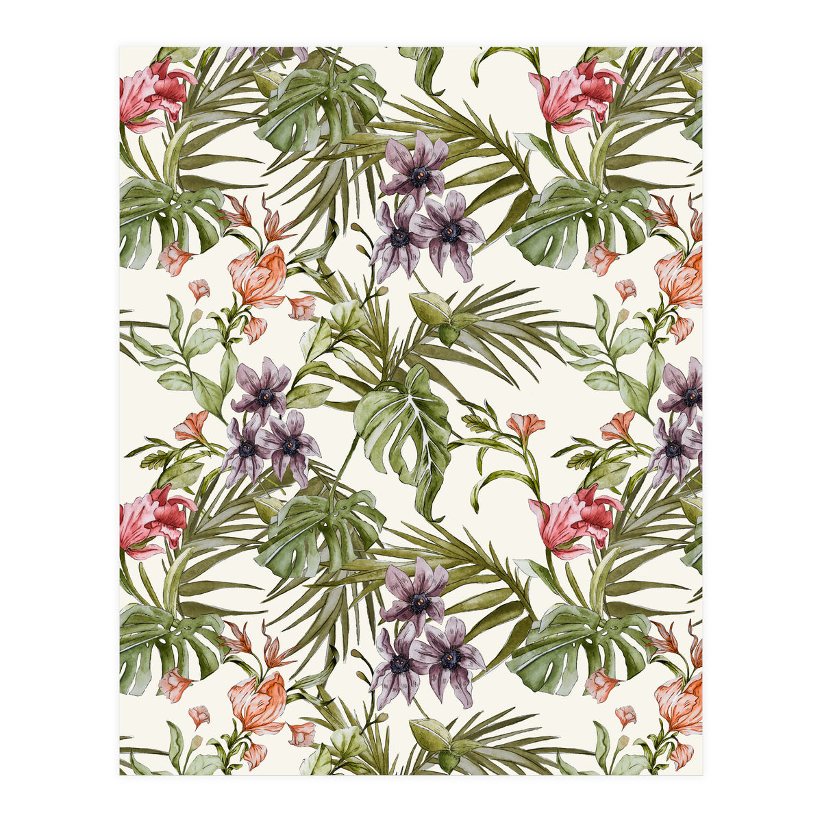 Watercolor tropical foliage (Print Only)