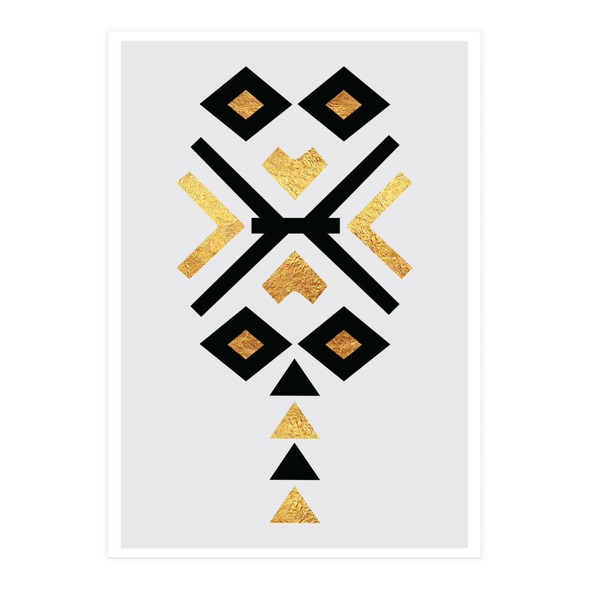 Gold And Black Abstract Tribal (Print Only)