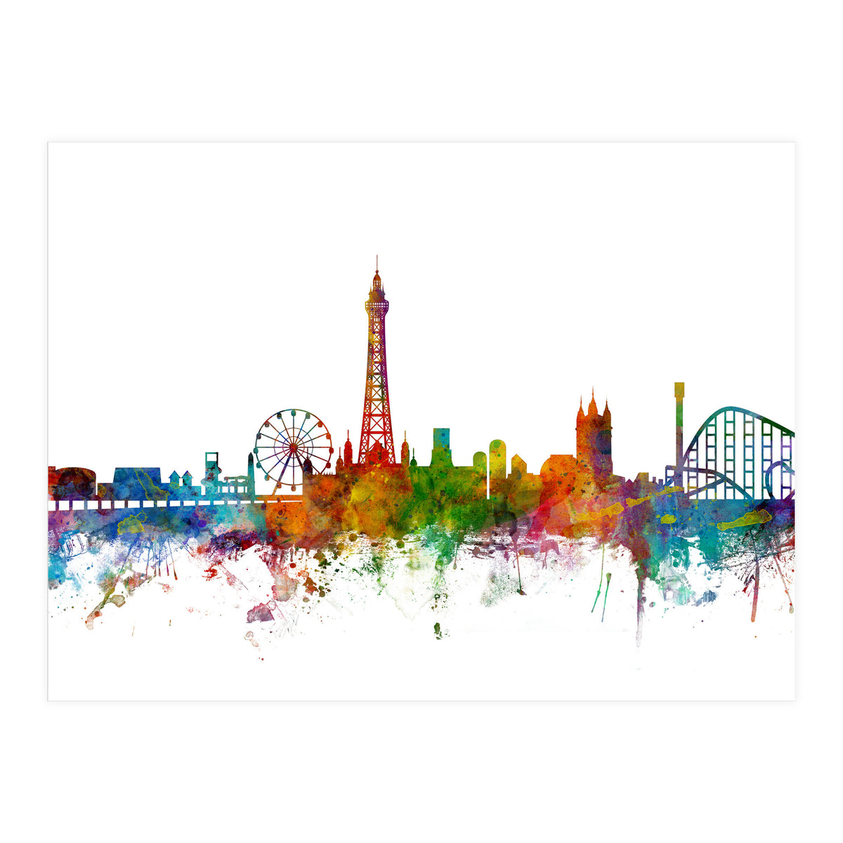 Blackpool England Skyline (Print Only)