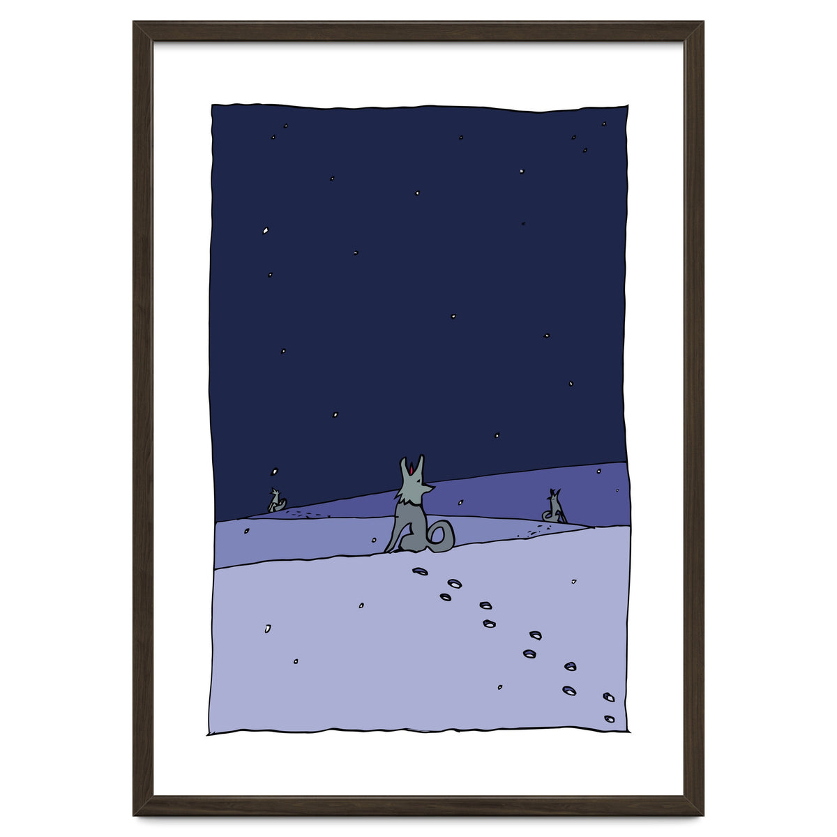 Dogs in Winter Night