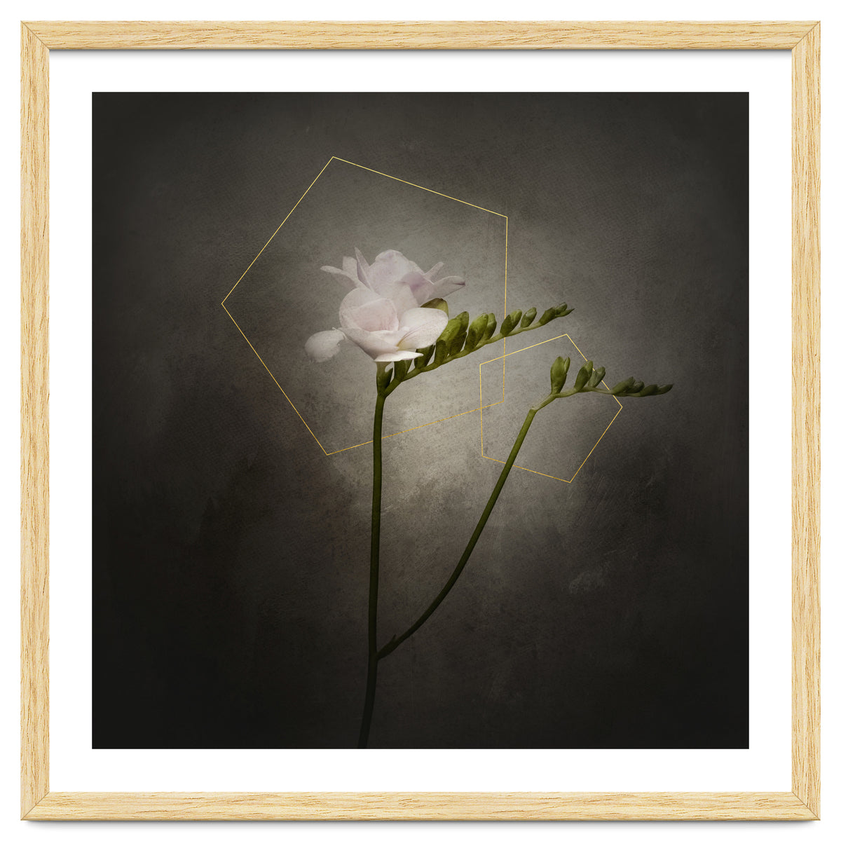 Graceful flower - Freesia | vintage style gold