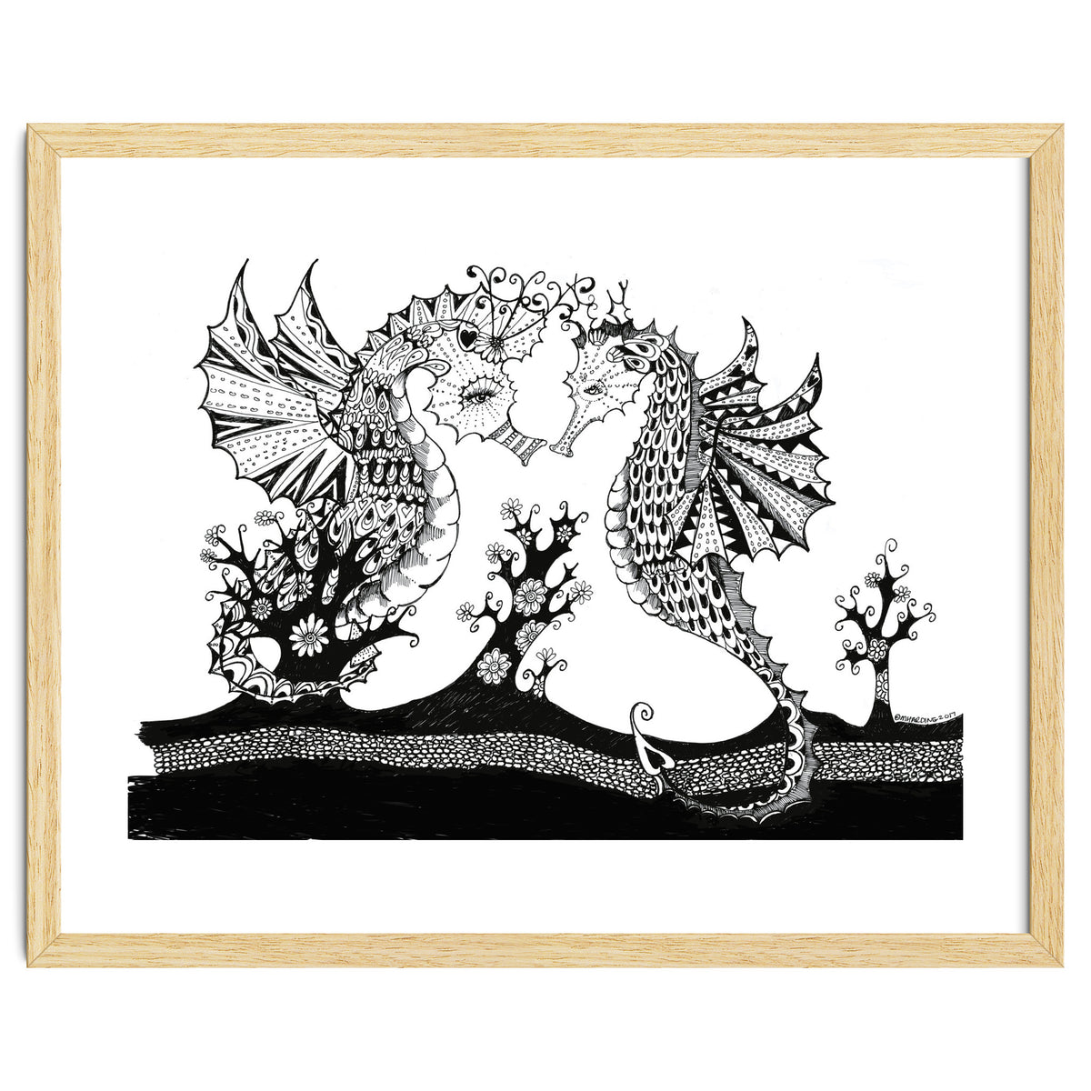 Seahorse Dragons Love Illustration