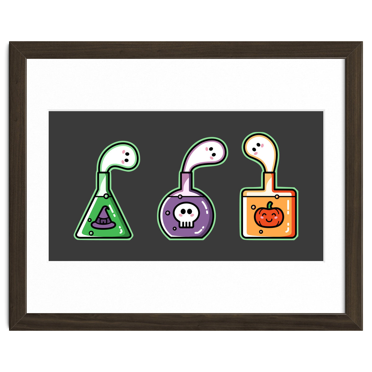 Kawaii Cute Halloween Potions - witches hat, skull, pumpkin, ghosts