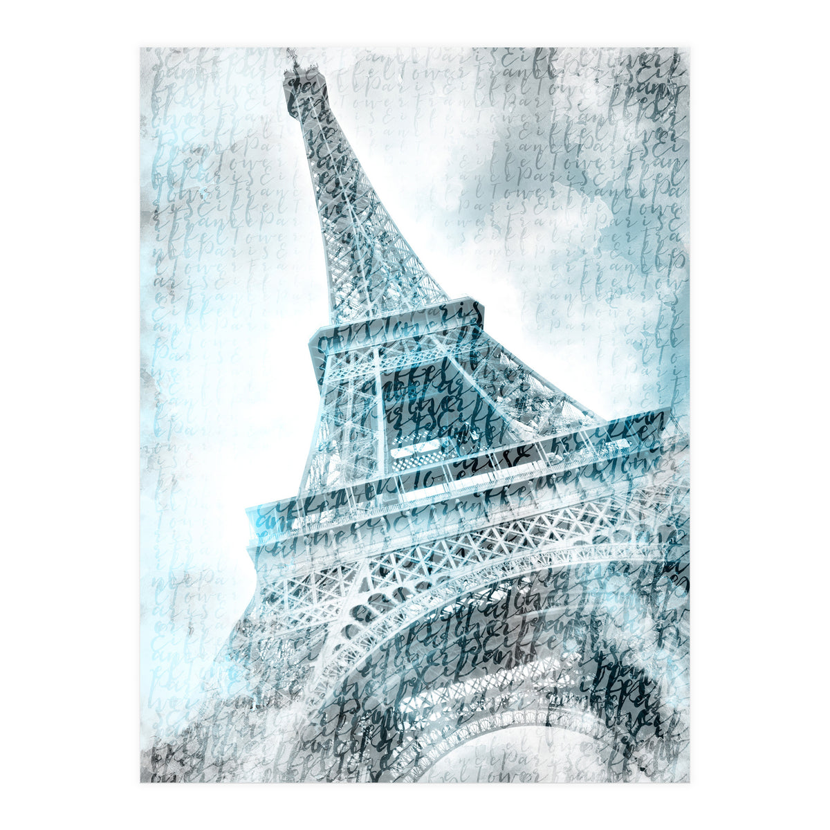 PARIS Watercolor Eiffel Tower | turquoise (Print Only)