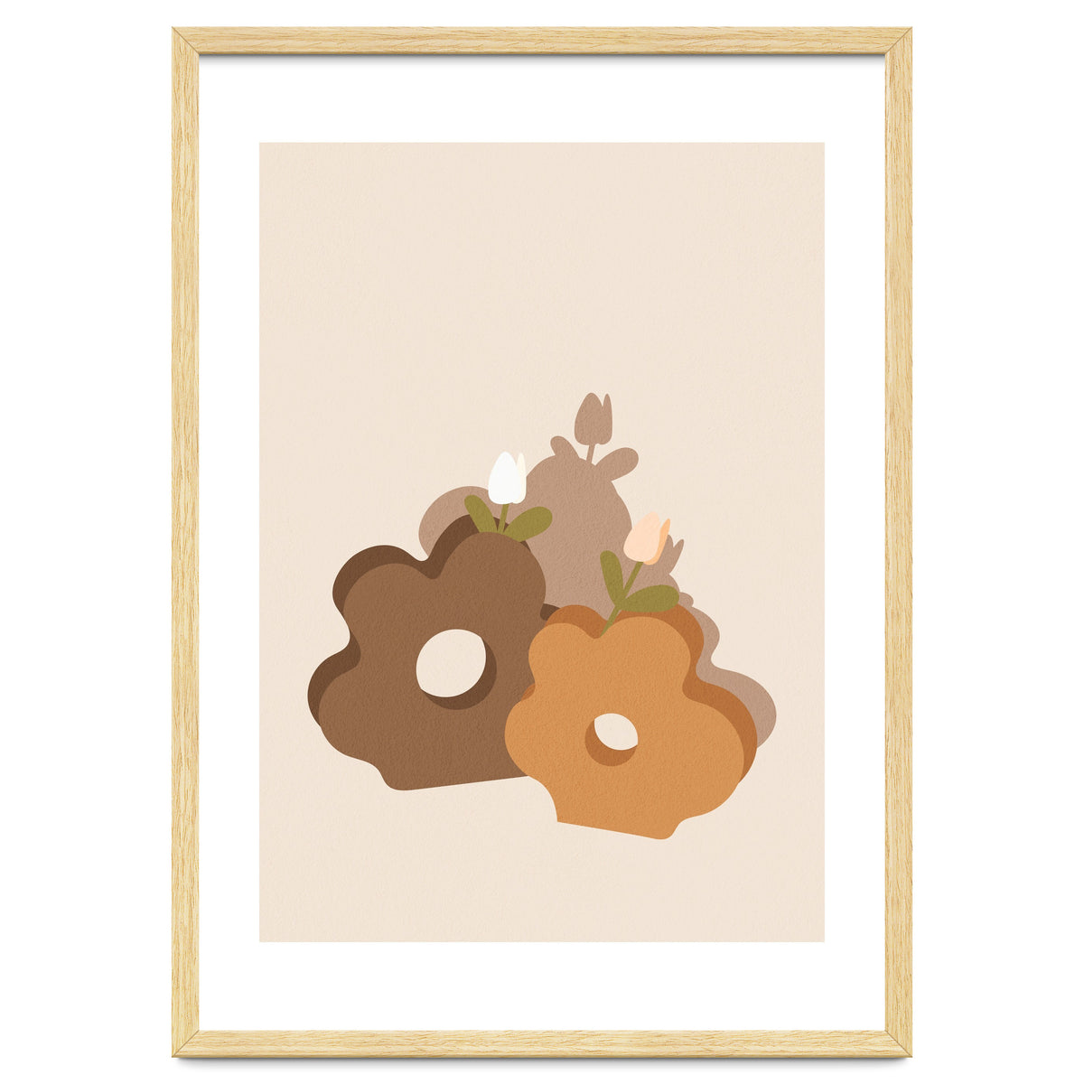 Tulip Flower Boho Neutral Beige