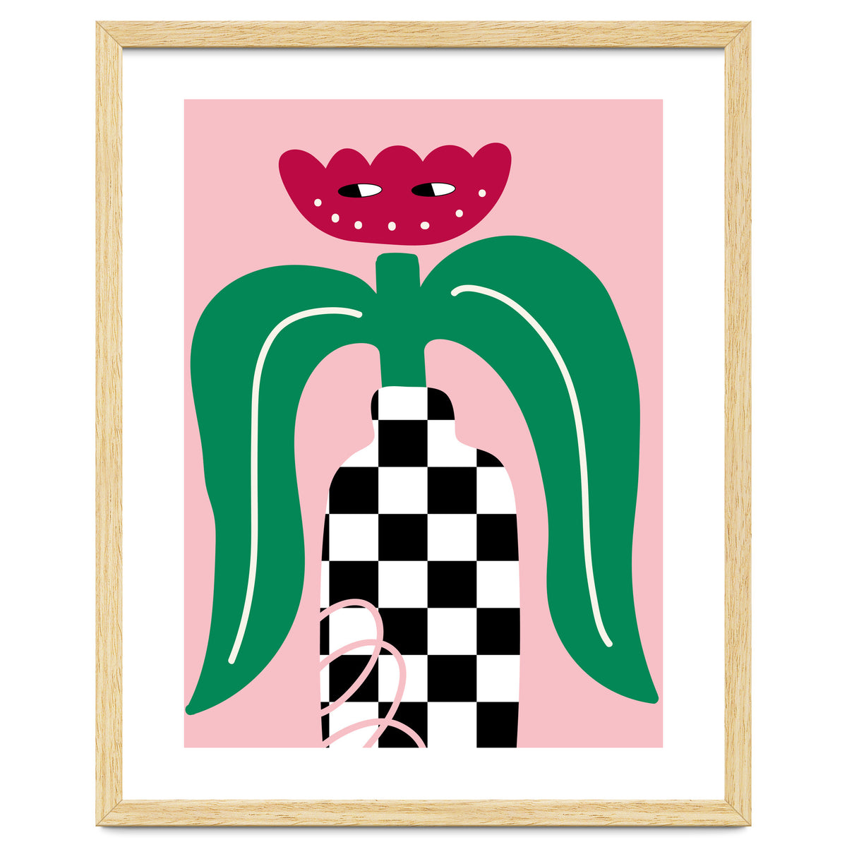Flower in Checker Vase