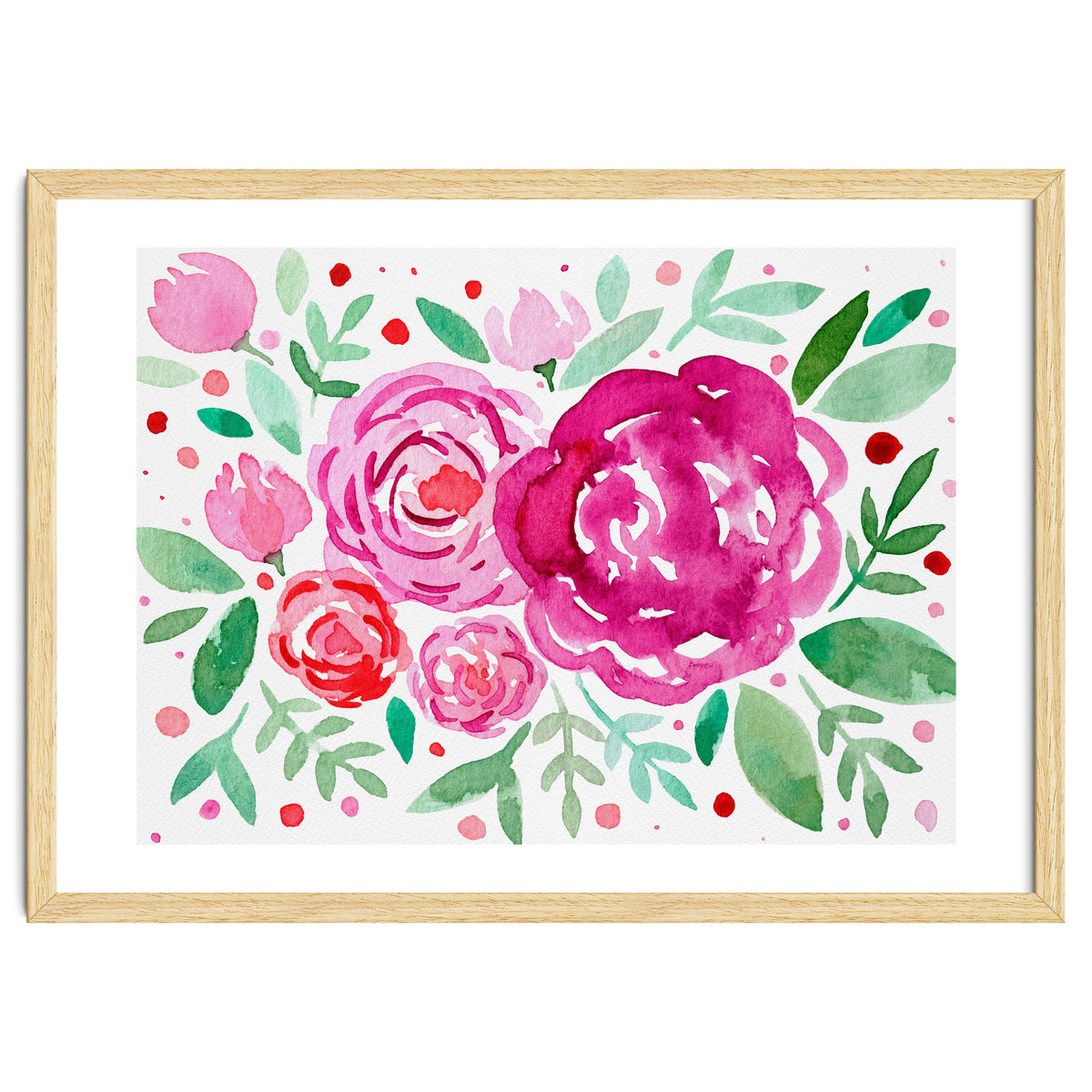 Watercolor roses in pink