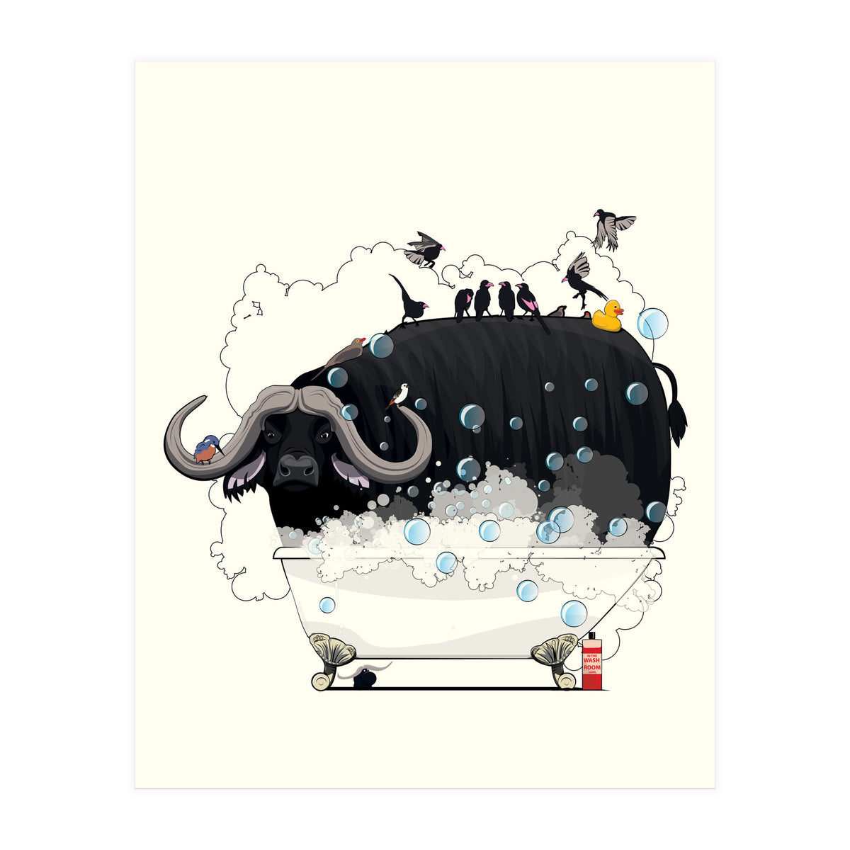 Buffalo in the Bath, Funny Bathroom Humour (Print Only)