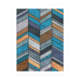 Colorful Concrete Chevron Pattern - Blue, Grey, Brown (Print Only) thumbnail