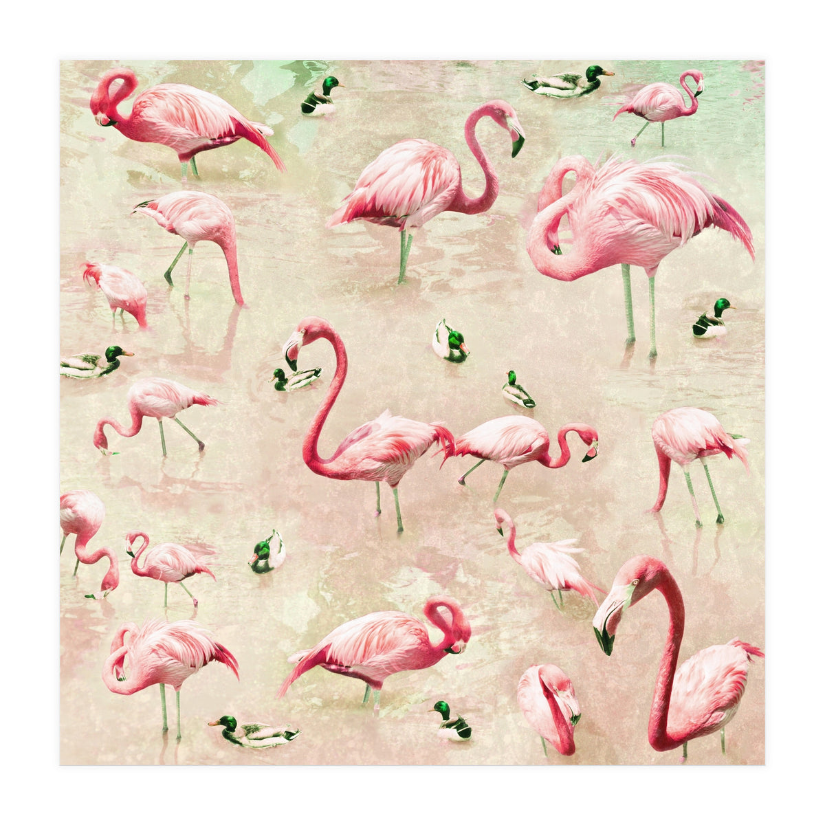 Flamingos Vintage Pink (Print Only)