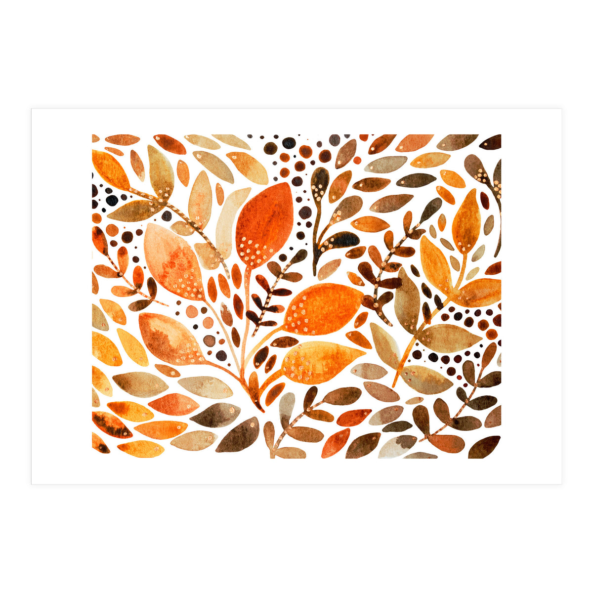 Watercolor modern foliage - autumn palette (Print Only)