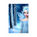 Cute 3d light blue Winter Fairy in the Forest (Print Only) thumbnail