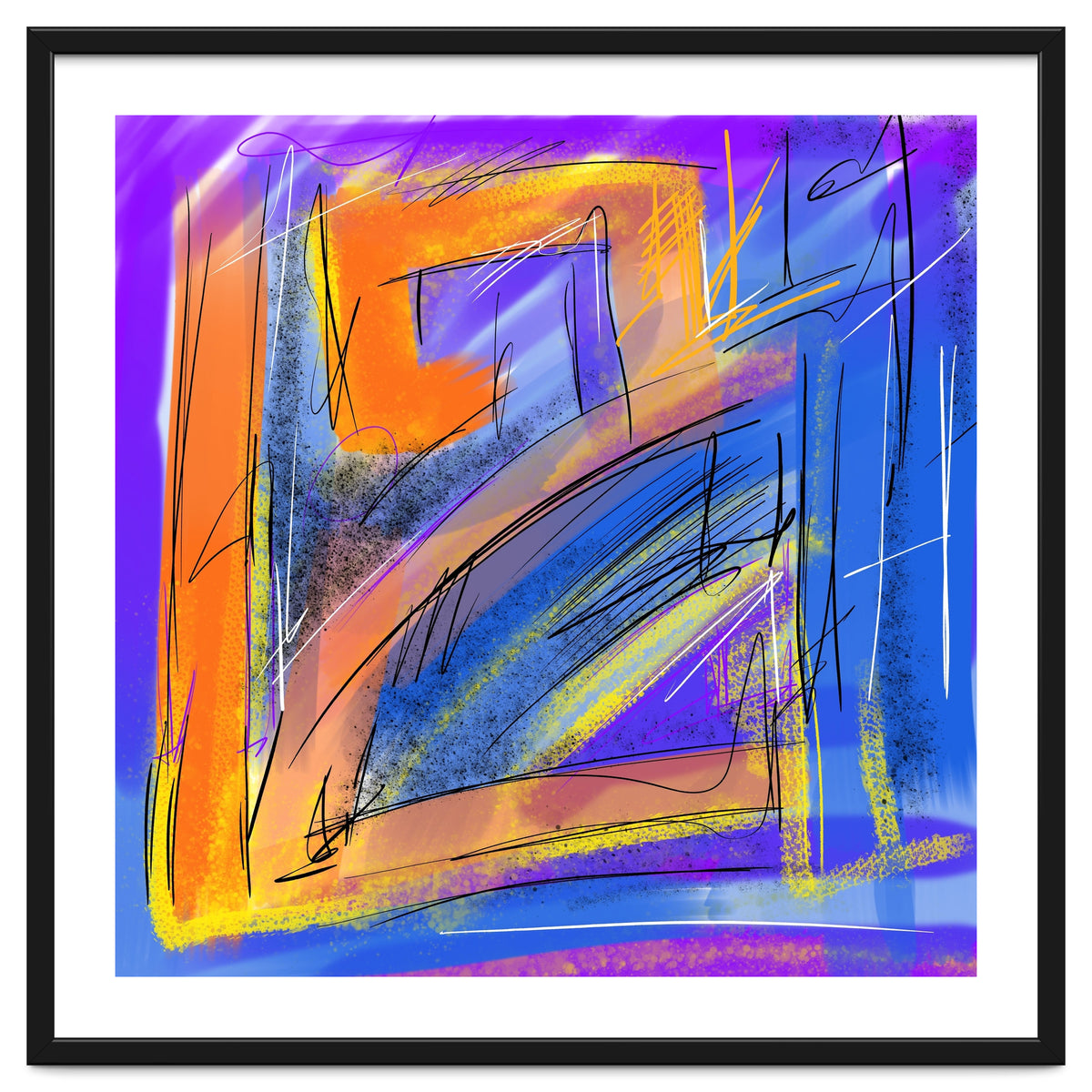 Orange Walking In Blue