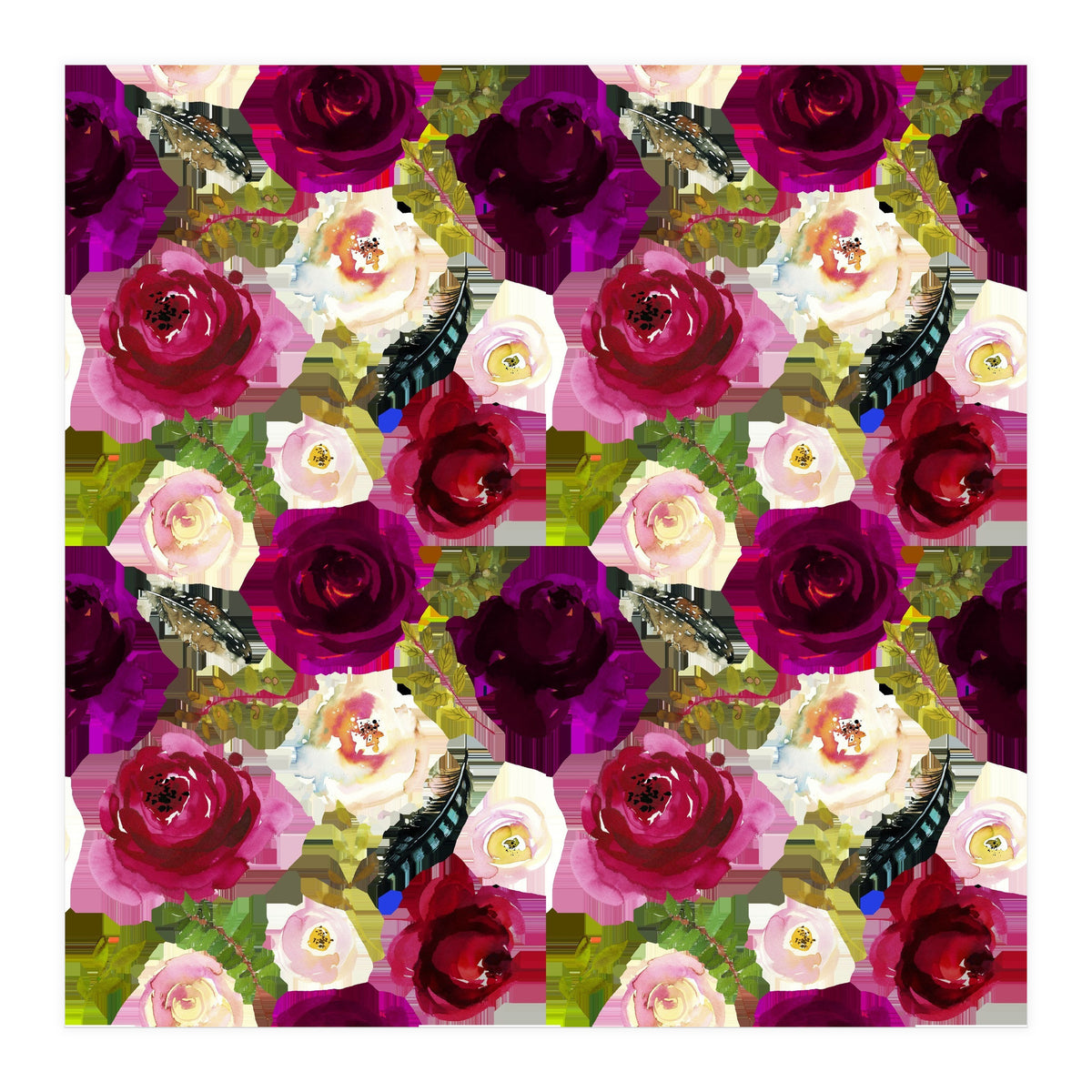 Water Colour Rose Pattern (Print Only)