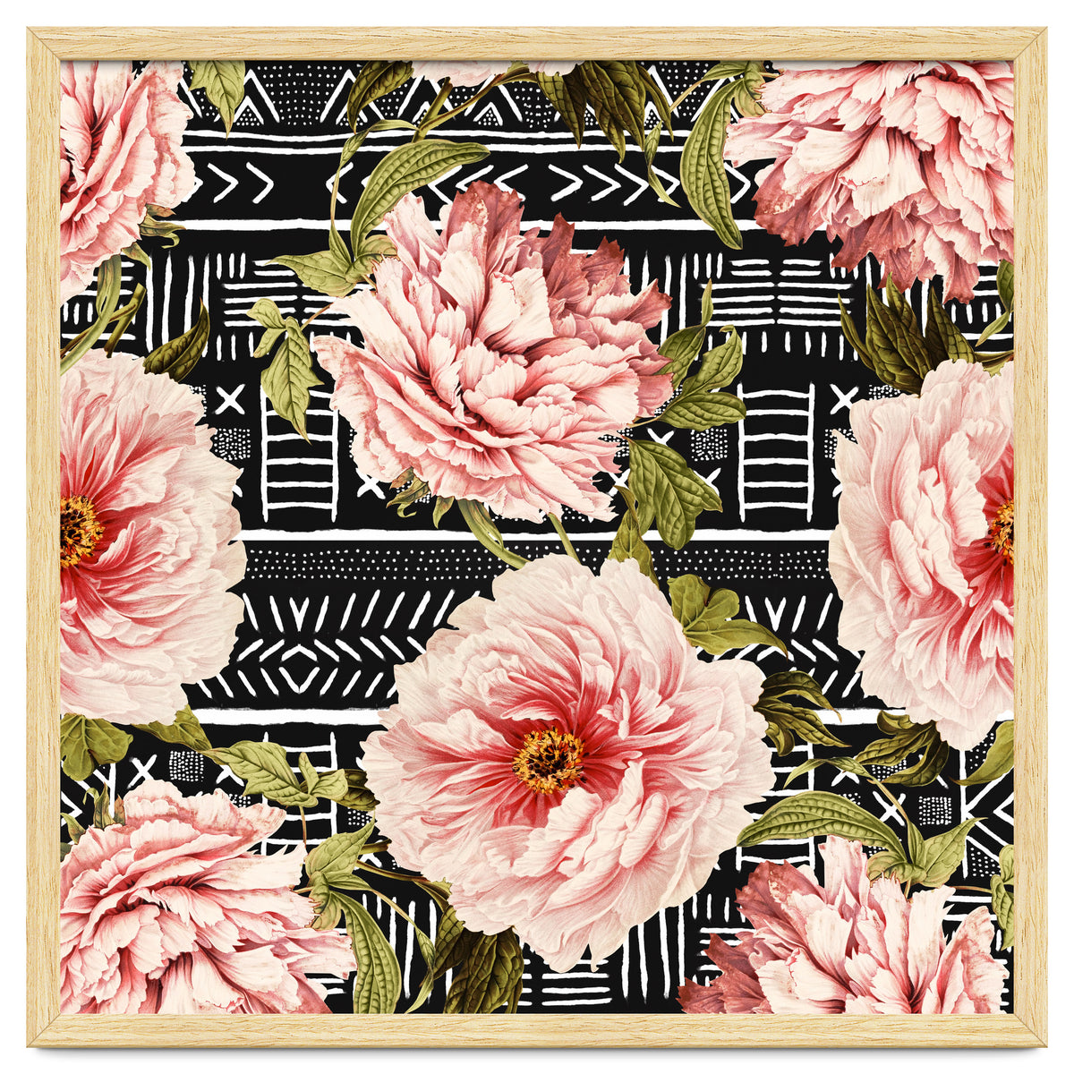 Flowering pink on drawn lines