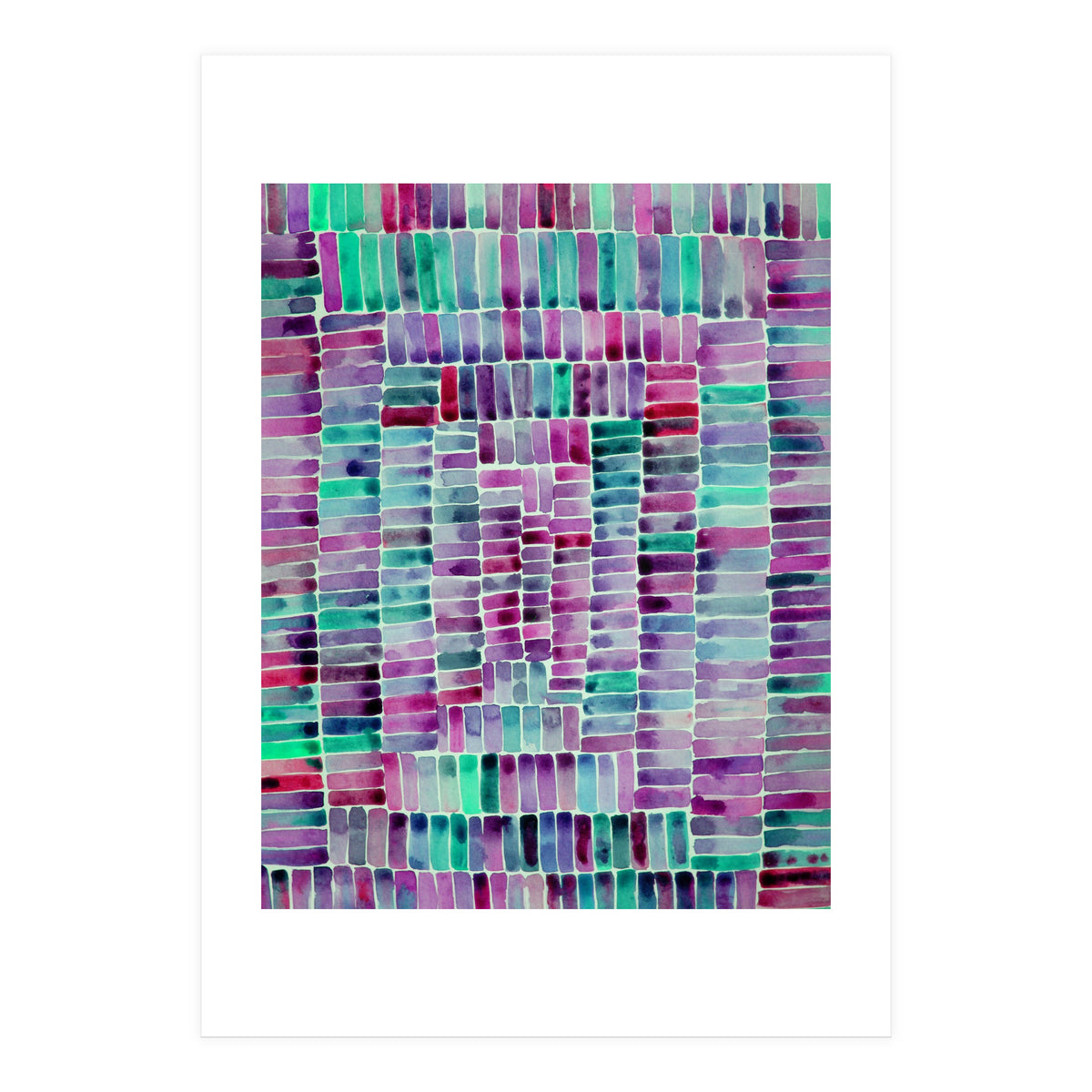 Abstract rectangle pattern in magenta and teal (Print Only)