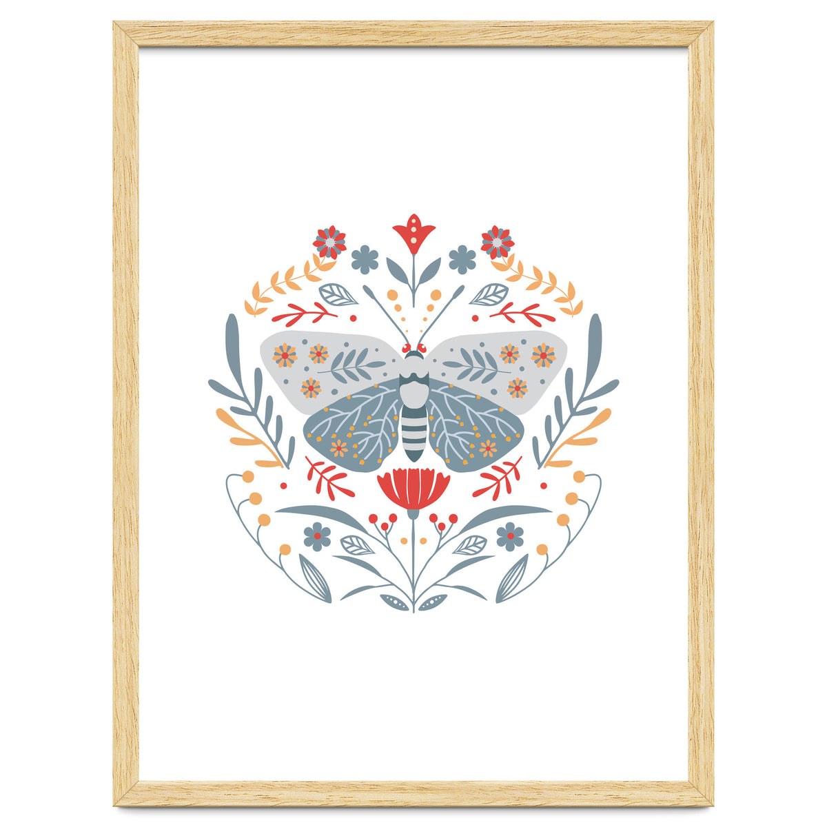 Scandinavian Folk Art: Butterfly & Flowers