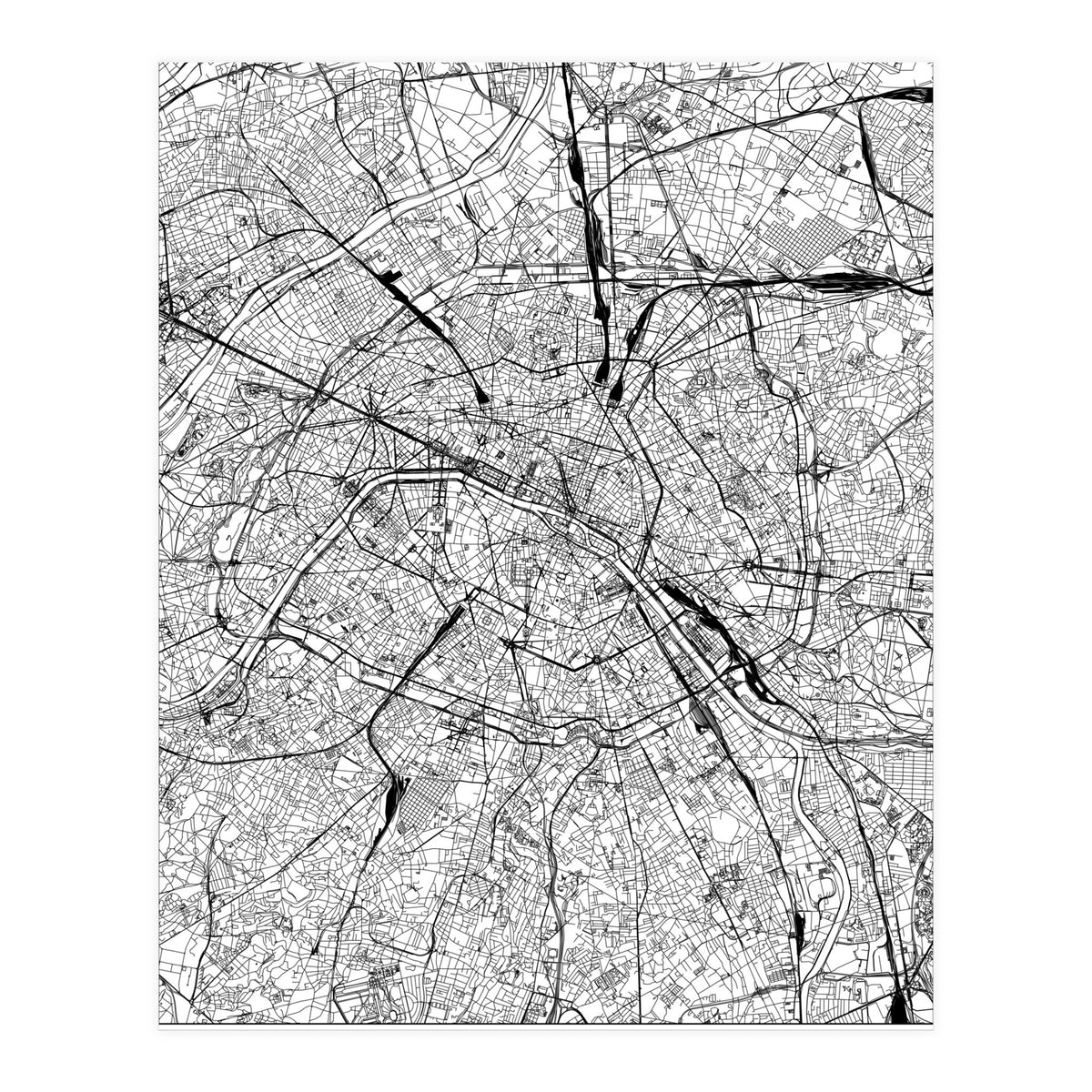 Paris White Map (Print Only)