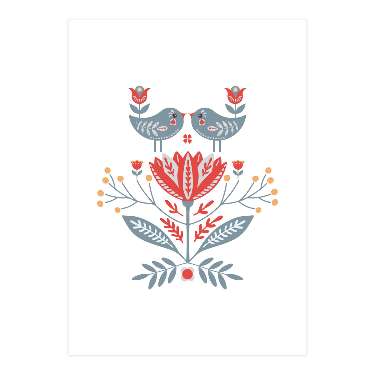 Scandinavian Folk Birds & Flowers (Print Only)