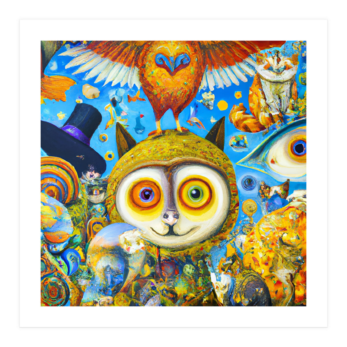 Chaotic and Colorful Fantasy Creatures Art Print (Print Only)