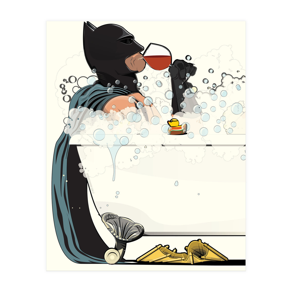 Batman in the Bath, funny Bathroom Humour (Print Only)