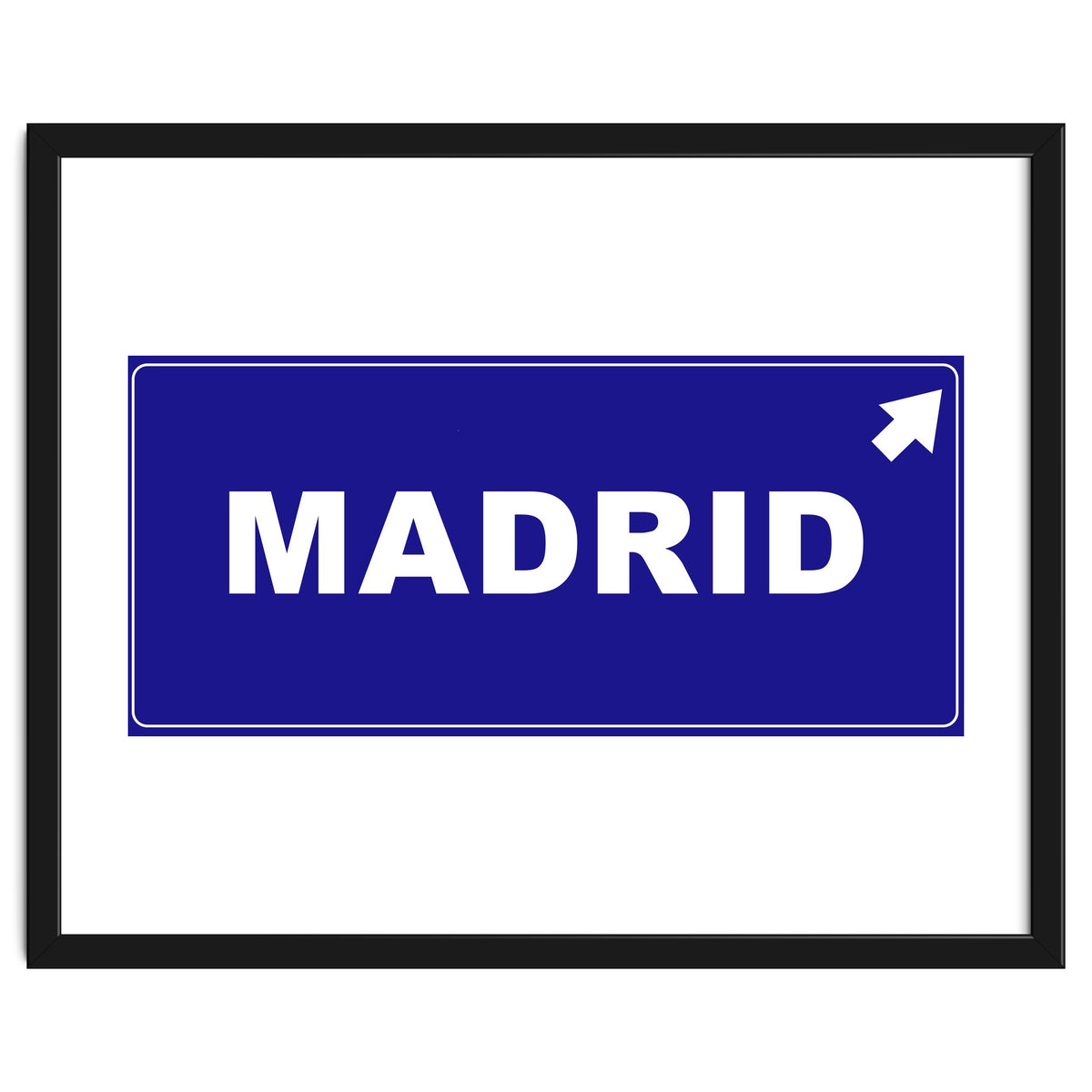 Let`s go to Madrid, Spain! Blue road sign