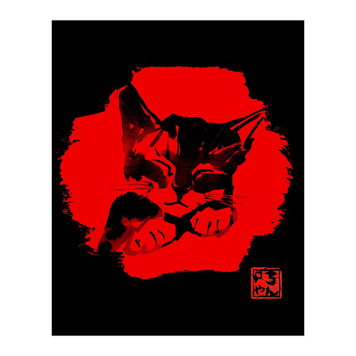 cute cat in red (Print Only)