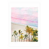 Pink Ocean | Dreamy Scenic Tropical Beach Travel | Blush Nature Sea Beach Coconut Trees (Print Only) thumbnail