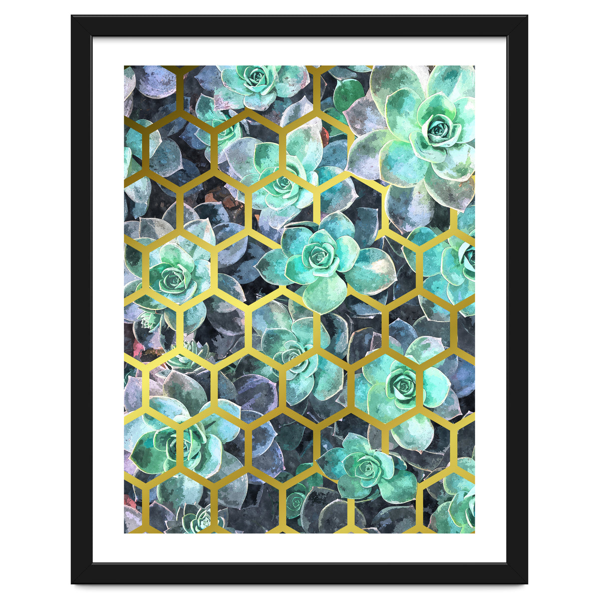 Succulents and Gold Geometric