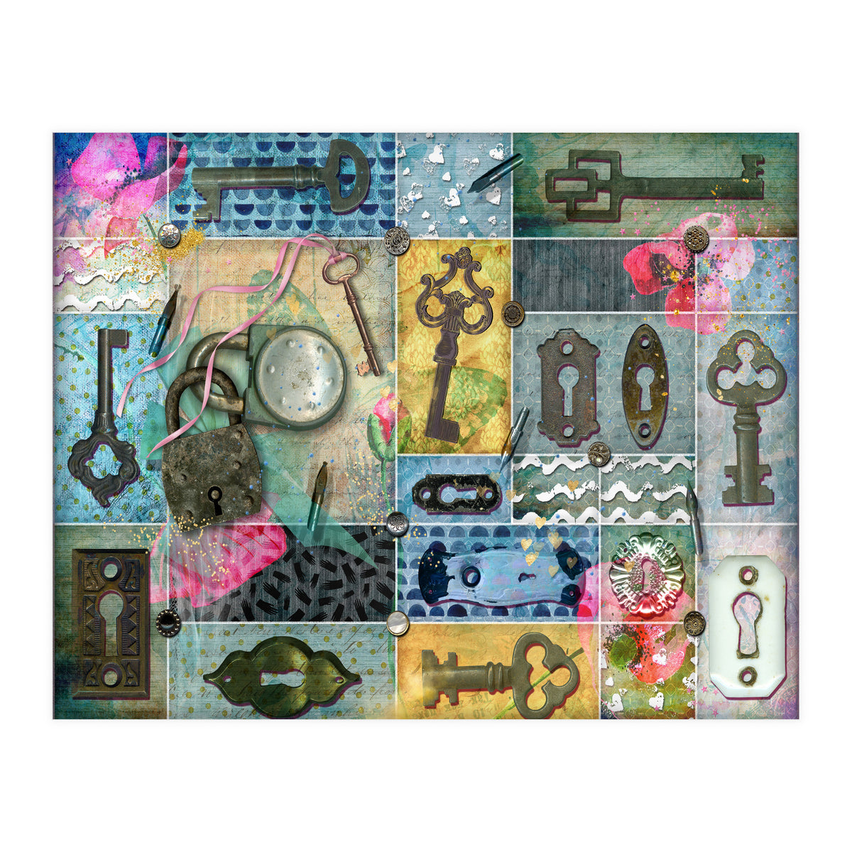 Vintage Key Collage (Print Only)