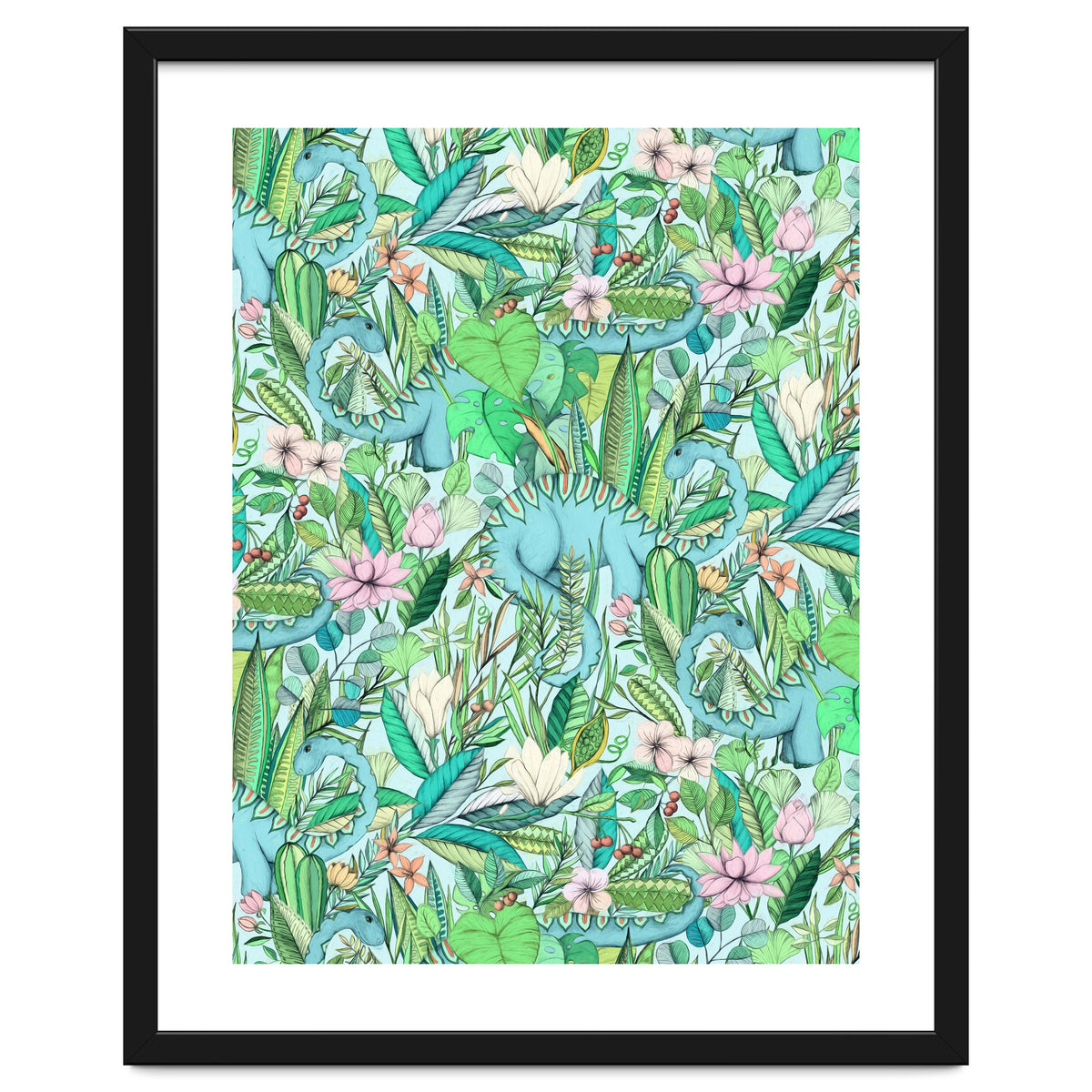 Improbable Botanical with Dinosaurs - soft pastels