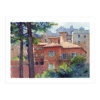 Sunny city landscape. Watercolor (Print Only)