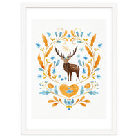 Floral Stag | Blue And Orange