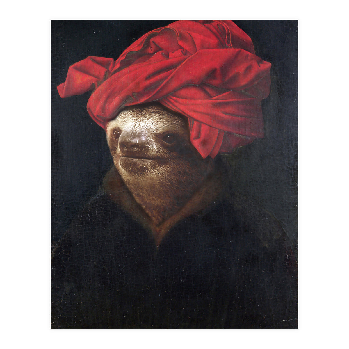 Sloth With Red Turban (Print Only)