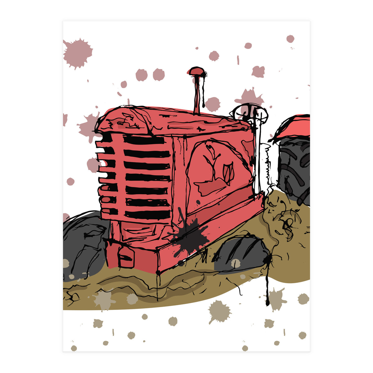 Abandoned tractor sketch (Print Only)
