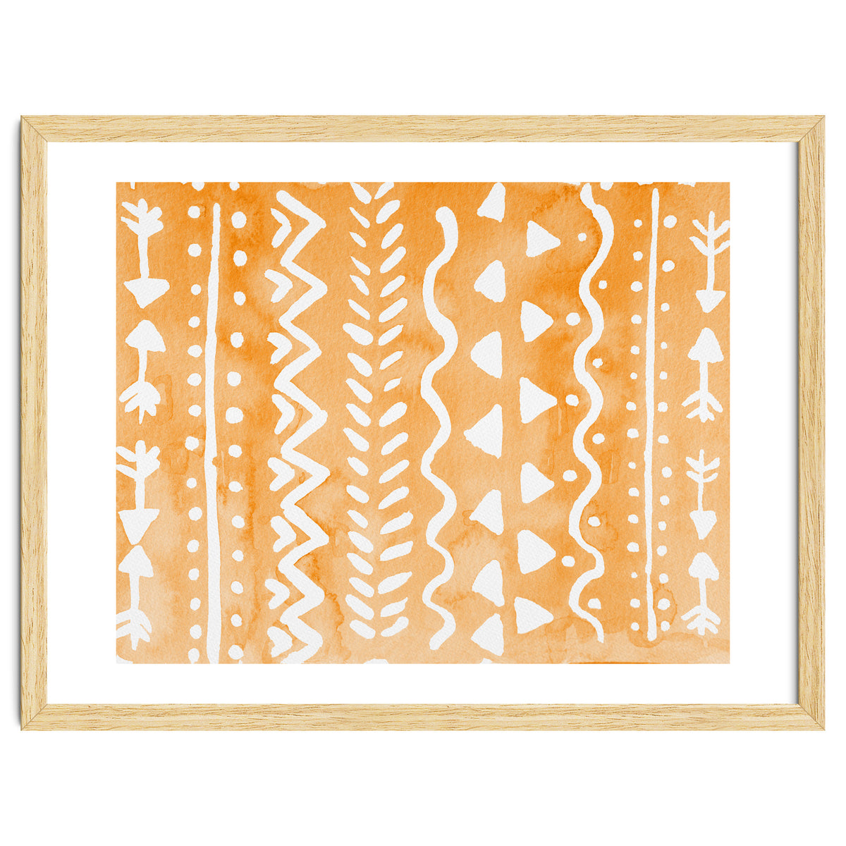 Abstract boho tribal pattern in pastel orange